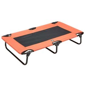 Folding Dog Cot mesh center for ventilation with foldable legs for easy travel - For pet up to 50 lbs - Orange & Gray, Dimensions