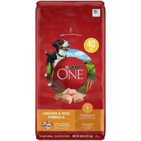 Purina One Dry Dog Food for Adult Dogs Chicken and Rice Formula 40 lb Bag