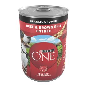 Purina ONE High Protein Natural Beef & Brown Rice Ground Wet Dog Food 13 oz Can