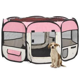 Foldable Dog Playpen with Carrying Bag Pink 49.2"x49.2"x24"