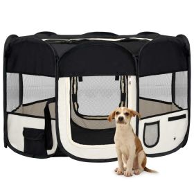 Foldable Dog Playpen with Carrying Bag Black 49.2"x49.2"x24"