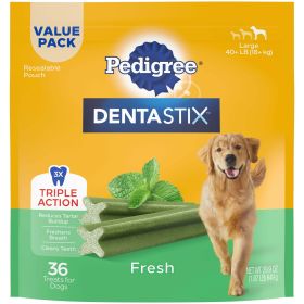 PEDIGREE DENTASTIX Fresh Flavor Dental Bone Treats for Large Dogs, 1.94 lb. Value Pack (36 Treats)
