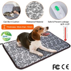 27.6x17.7in Pet Heating Pad Dog Cat Electric Heating Mat Waterproof Adjustable Warming Blanket with Chew Resistant Steel Cord Case
