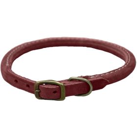 Circle T Rustic Leather Dog Collar Brick Red - 3/8"W x 10"L