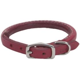 Circle T Oak Tanned Leather Round Dog Collar - Red - 12 " Neck