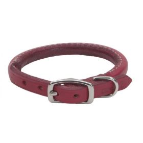 Circle T Oak Tanned Leather Round Dog Collar - Red - 14" Neck
