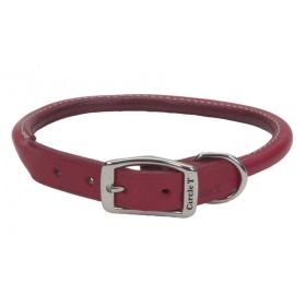 Circle T Oak Tanned Leather Round Dog Collar - Red - 20" Neck