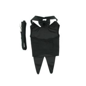 Dog Harness Tuxedo w/Tails, Bow Tie, and Cotton Collar (Color: black, size: XX-Small)