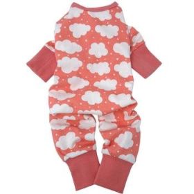 CuddlePup Dog Pajamas Fluffy Clouds (Color: Coral, size: small)