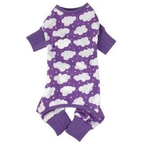 CuddlePup Dog Pajamas Fluffy Clouds (Color: Purple, size: large)