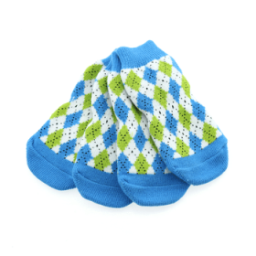 Non Skid Dog Socks (Color: Blue and Green Argyle, size: large)