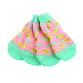 Non Skid Dog Socks (Color: Pineapple, size: small)
