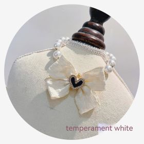 Japanese Pet Necklace Pearl Collar Bow Jewelry (Option: Elegant White-XS)