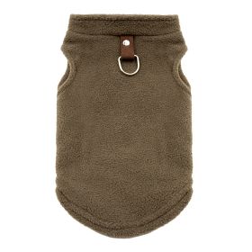 Pet Clothes Thickened Pure Color Ribbon Traction (Option: Polar Fleece Vest Coffee-S)