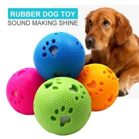 Rubber Pet Ball Toys Sound Interactive Durable Molar Dog Training Toys For Medium and Big Dogs Cleaning Teeth Pet Supplies (Color: Orange)