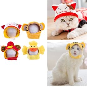 Funny Cat Hat Cartoon Duck Tiger Cosplay Costume Headgear Cute Pets Dog Cap Puppy Kitten Dress Up Accessories (Color: Red)