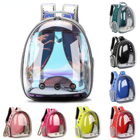 Cat bag Breathable Portable Pet Carrier Bag Outdoor Travel backpack for cat and dog Transparent Space pet Backpack (Color: Pink, size: AS Pic)