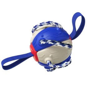 Dog Soccer Ball Interactive Pet Toys Foldable Ball Molar Toy Outdoor Training Ball for Puppy Dog Chew Dog Accessories (Color: Blue)