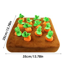 12 Plush Carrots Enrichment Dog Puzzle Toys Hide and Seek Carrot Farm Dog Toys Carrot Patch Dog Snuffle Toy for Puppy Large Dogs (Color: 12 Carrots 35x35cm)