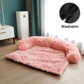 Pet Sofa; Warm Plush Pet Cushion For Indoor Dogs & Cats; Dog Blanket; Washable Pet Bed (Color: Pink, size: M)