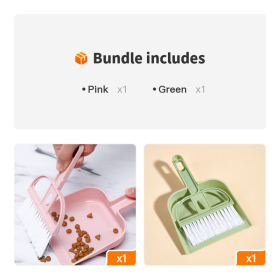 Pet Cleaning Broom Set With Broom And Trash Shovel; Pet Cleaning Scoop (Color: Pink+Green)