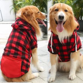Plaid Dog Hoodie Pet Clothes Sweaters with Hat and Pocket Christmas Classic Plaid Small Medium Dogs Dog Costumes (colour: Zipper pocket coat with red and black plaids, size: 4XL (chest circumference 82, back length 62cm))
