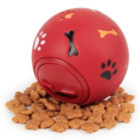 Food Dispensing Dog Toys; Pet Ball Toys; Rubber Slow Feeder Dog Puzzle Toys; Dog Treat Balls (Color: Red, size: M)
