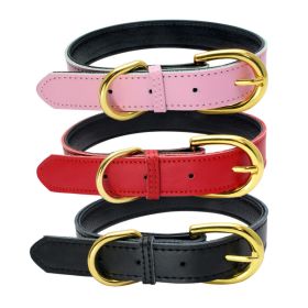 Genuine Leather Dog Collar; Wide Dog Collar; Soft Padded Breathable Adjustable Tactical Waterproof Pet Collar (Specification (L * W): L 51*2.5cm, colour: Rose red)