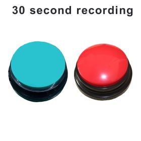2Pcs Recordable Talking Button Pet Child Interactive Toy Voice Recording Sound Buttons Answer Buttons Pet Training Tool Dog Toys (Ships From: CN, Color: red - lake blue)