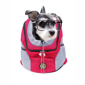 Portable Travel Backpack Outdoor Pet Dog Carrier Bag Mesh (Type: Pet Supplies, Color: Red)
