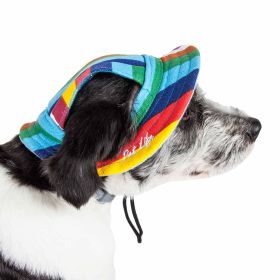 Pet Life 'Colorfur' Uv Protectant Adjustable Fashion Canopy Brimmed Dog Hat Cap (size: medium)