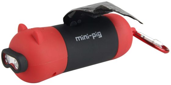 Pet Life 'Oink' LED Flashlight and Waste Bag Dispenser (Color: Red)