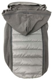 Pet Life 'Apex' Lightweight Hybrid 4-Season Stretch and Quick-Dry Dog Coat w/ Pop out Hood (Color: Grey, size: large)