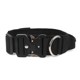 Pet Collar Pull-resistant Large Dog Lifting Tactical Collar (Option: Black-L)